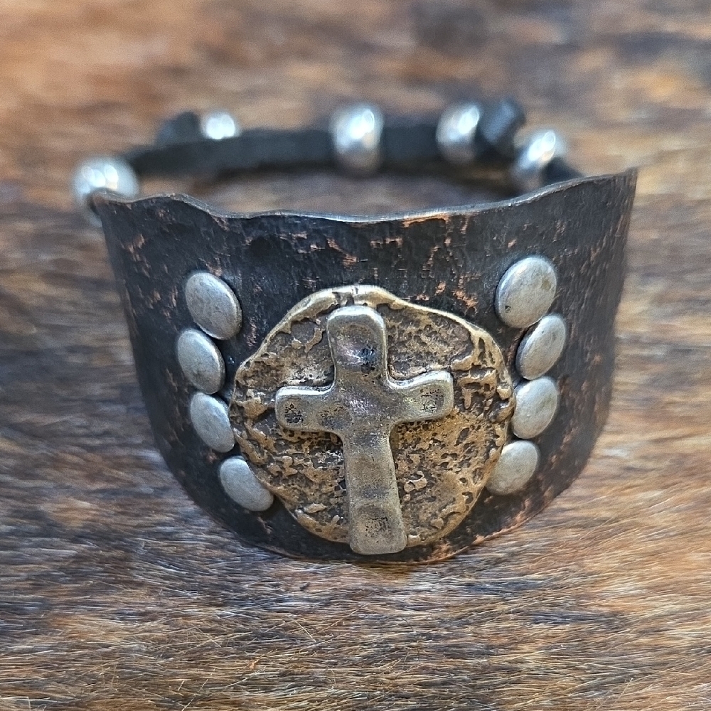 Black and Silver Cross Bracelet